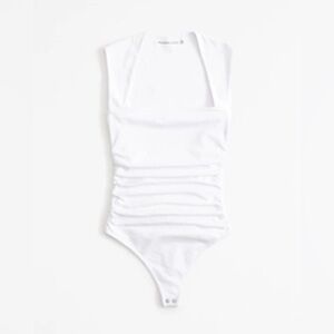 Abercrombie & Fitch Cotton-Blend Seamless Fabric Ruched Portrait Bodysuit
